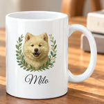 Tasse personnalisée avec le portrait d'un chien et son prénom